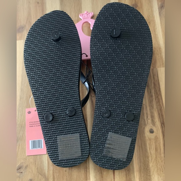 Juicy Couture black cherry flip flops flats sandals shoes NWT size 7 - Picture 4 of 8